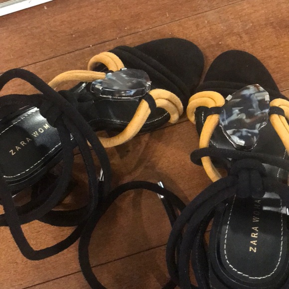 Zara authentic strapped stone heels. - Picture 2 of 4